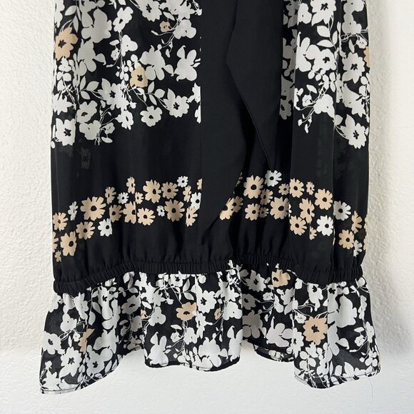 7th Avenue Design Studio Top Womens Size XL Black Floral Sleeveless Scarf Blouse - Picture 8 of 11
